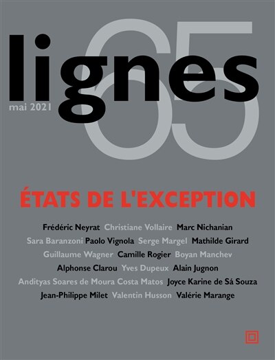 Front cover_Lignes, n°65. Etats de l'exception