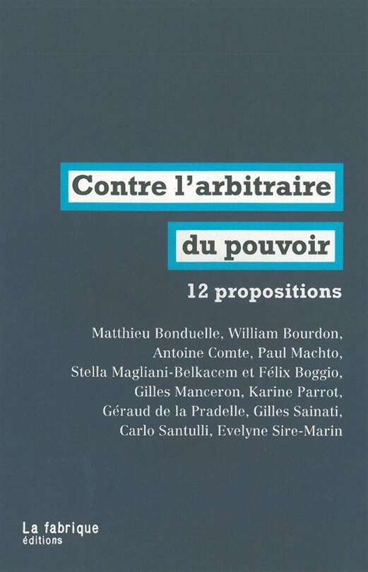 Couverture_Contre L'arbitraire Du Pouvoir