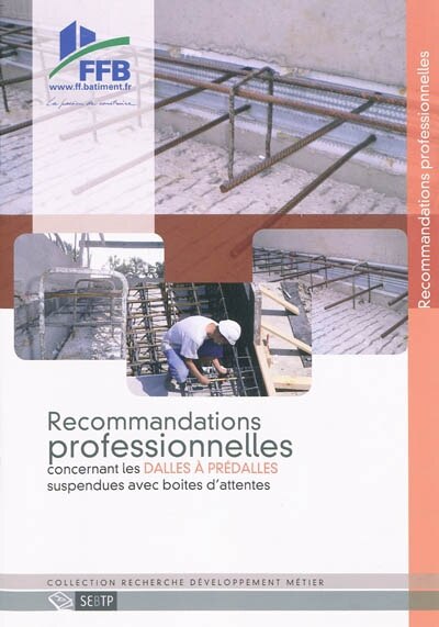 Couverture_Recommandations professionnelles concernant les dalles à prédalles suspendues avec boîtes d'attentes