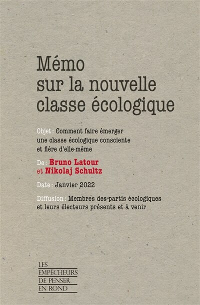 Couverture_Mémo sur la nouvelle classe écologique