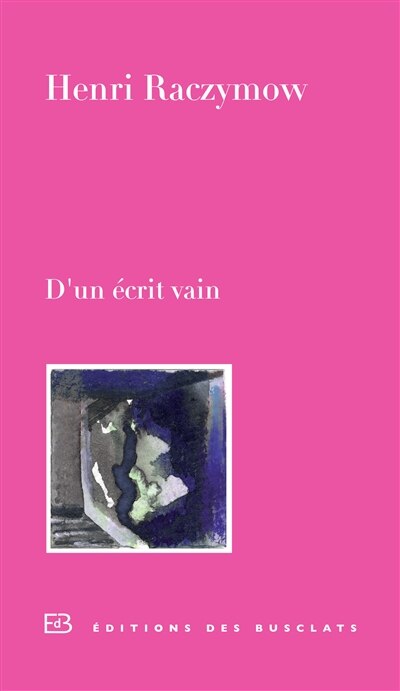 Front cover_D'un écrit vain