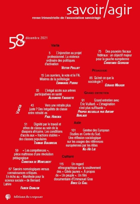 Front cover_Savoir, agir, n°58. Varia