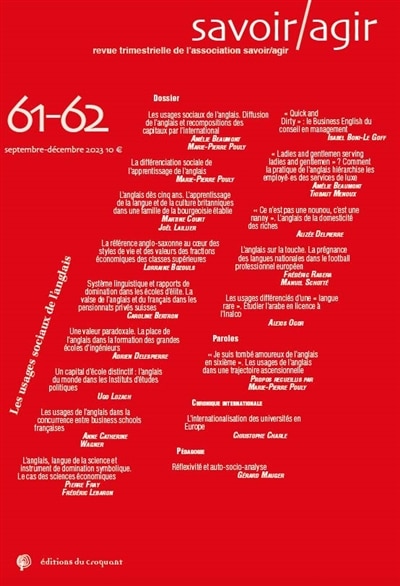 Front cover_Savoir, agir, n°61-62. Les usages sociaux de l'anglais