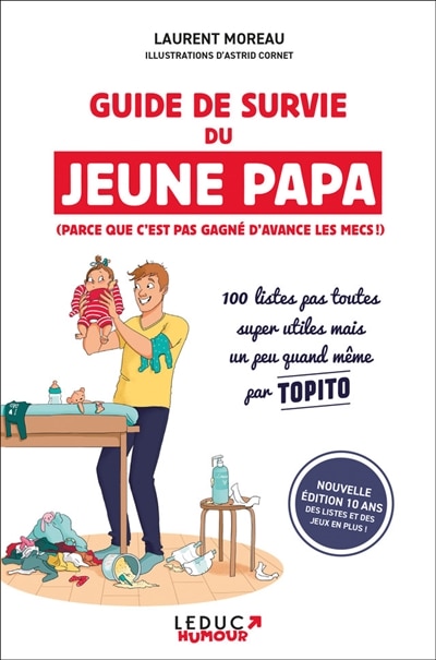 Couverture_Guide de survie du jeune papa : parce que c'est pas gagné d'avance les mecs ! : 100 listes pas toutes super utiles mais un peu quand même par Topito