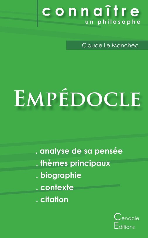 Front cover_Comprendre Empédocle (analyse complète de sa pensée)