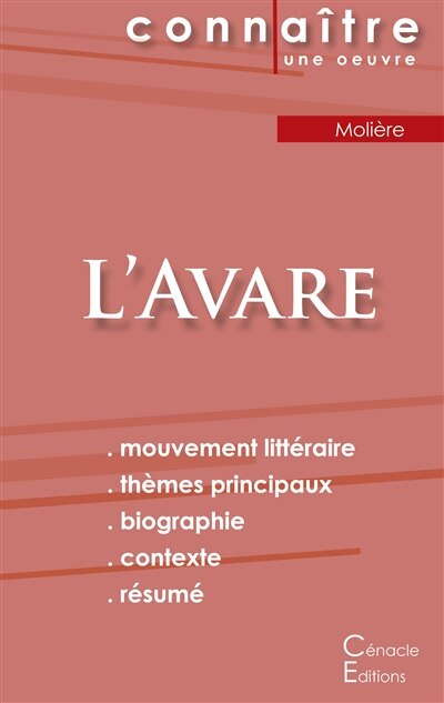 Couverture_Fiche de lecture L'Avare de Molière (Analyse littéraire de référence et résumé complet)