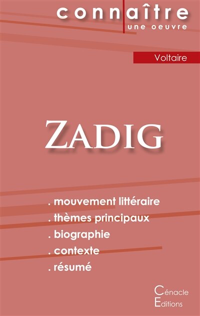 Front cover_Fiche de lecture Zadig de Voltaire (Analyse littéraire de référence et résumé complet)