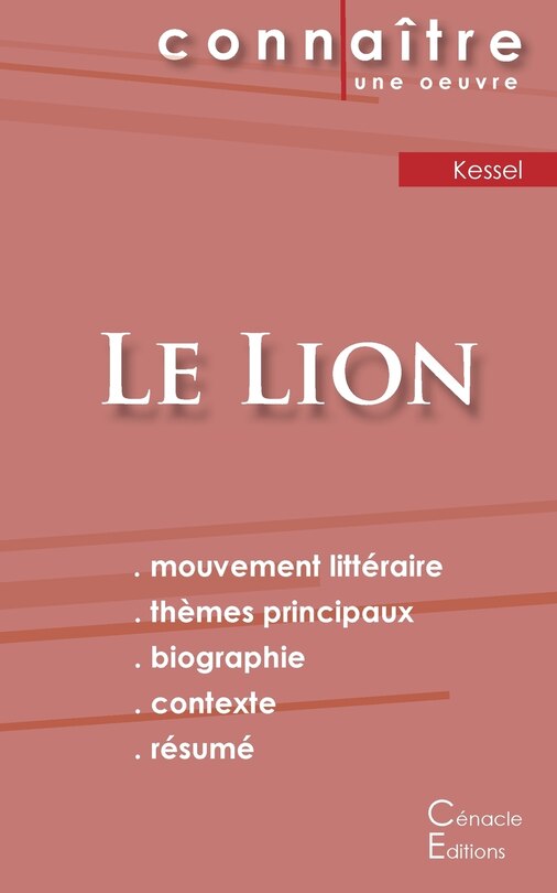 Front cover_Fiche de lecture Le Lion de Joseph Kessel (Analyse littéraire de référence et résumé complet)