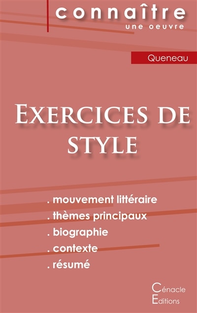 Couverture_Fiche de lecture Exercices de style de Raymond Queneau (Analyse littéraire de référence et résumé complet)
