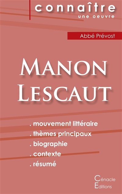 Front cover_Fiche de lecture Manon Lescaut de l'Abbé Prévost (Analyse littéraire de référence et résumé complet)
