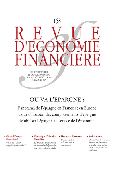 Couverture_Revue d'&eacute;conomie financi&egrave;re, n&deg;158. O&ugrave; va l'&eacute;pargne ?