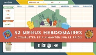Bloc De 52 Menus Hebdomadaires À Compléter Et À Aimanter Sur Le