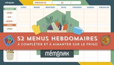 Bloc De 52 Menus Hebdomadaires À Compléter Et À Aimanter Sur Le