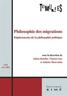 Front cover_Tumultes, n°65. Philosophie des migrations : déplacements de la philosophie politique