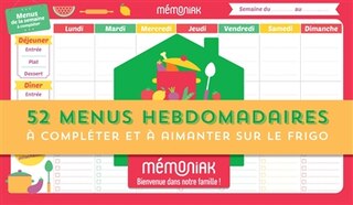 Front cover_52 menus hebdomadaires à compléter et à aimanter sur le frigo