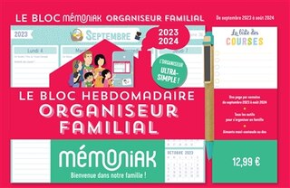 Couverture_Le bloc hebdomadaire organiseur familial Mémoniak 2024