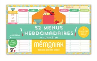 Front cover_52 menus hebdomadaires à compléter et à aimanter sur le frigo