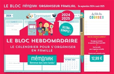 Couverture_Le bloc hebdomadaire 2024-2025 : le calendrier pour s'organiser en famille
