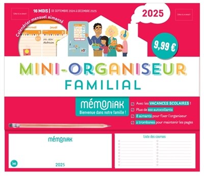 Front cover_Mini-organiseur familial 2025 : 16 mois, de septembre 2024 à décembre 2025