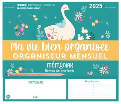 Front cover_Ma vie bien organisée : organiseur mensuel 2025 : 16 mois, de septembre 2024 à décembre 2025