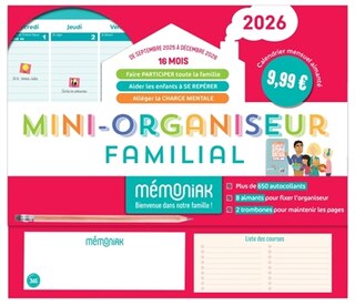 Front cover_Mini-organiseur familial Mémoniak 2026 : 16 mois, de septembre 2025 à décembre 2026