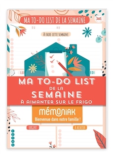 Front cover_Ma to-do list de la semaine Mémoniak : bloc de 52 listes aimanté à compléter