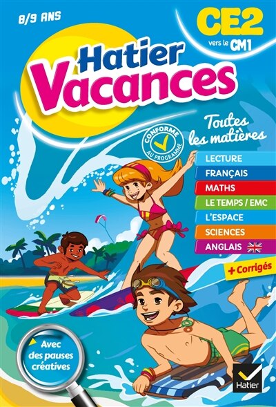 Couverture_Hatier vacances, CE2 vers le CM1, 8-9 ans