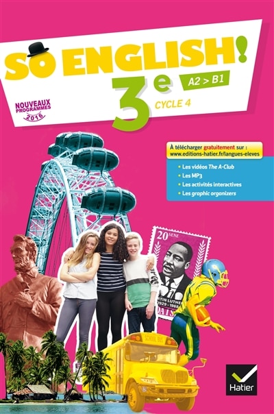 Couverture_So English ! 3e, cycle 4, A2-B1 : nouveaux programmes 2016
