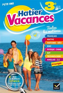 Couverture_Hatier vacances, 3e vers la 2de, 14-15 ans