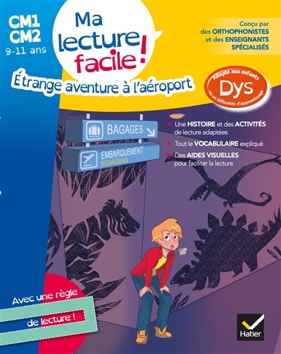 Couverture_Etrange aventure à l'aéroport : ma lecture facile ! CM1, CM2, 9-11 ans : adapté aux enfants dys ou en difficulté d'apprentissage