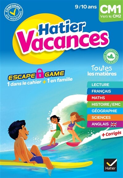Couverture_Hatier vacances, CM1 vers le CM2, 9-10 ans