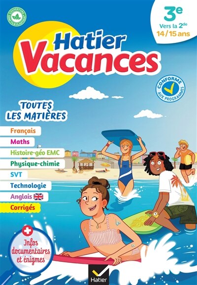 Front cover_Hatier vacances, 3e vers la 2de, 14-15 ans