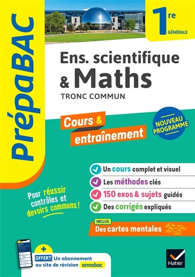Couverture_Enseignement scientifique & maths 1re g&eacute;n&eacute;rale