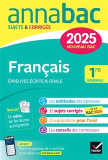 Couverture_Français 1re générale : épreuves écrite & orale : nouveau bac 2025