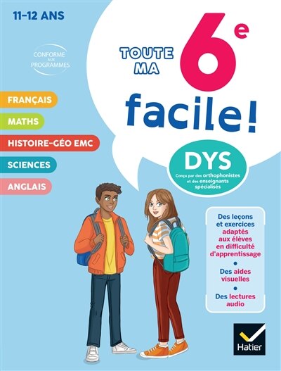 Front cover_Toute ma 6e facile ! 11-12 ans, dys : conforme aux programmes