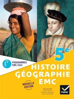 Couverture_Histoire géographie, EMC 5e, cycle 4 : programmes EMC 2024