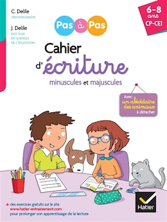 Couverture_Cahier d'écriture minuscules et majuscules : CP, CE1, 6-8 ans