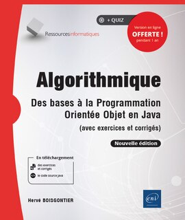 Couverture_Algorithmique : des bases à la programmation orientée objet en Java (avec exercices et corrigés)