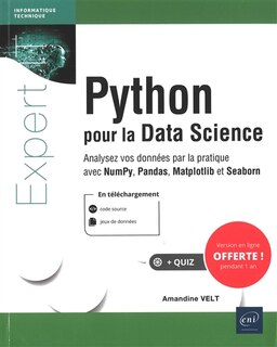 Couverture_Python pour la data science : analysez vos données par la pratique avec NumPy, Pandas, Matplotlib et Seaborn