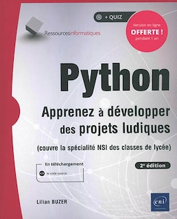Front cover_Python : apprenez à développer des projets ludiques (couvre la spécialité NSI des classes de lycée)