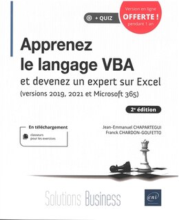 Front cover_Apprenez le langage VBA : et devenez un expert sur Excel (versions 2019, 2021 et Microsoft 365)