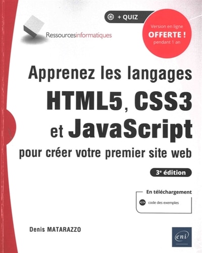 Couverture_Apprenez les langages HTML5, CSS3 et JavaScript pour cr&eacute;er votre premier site web