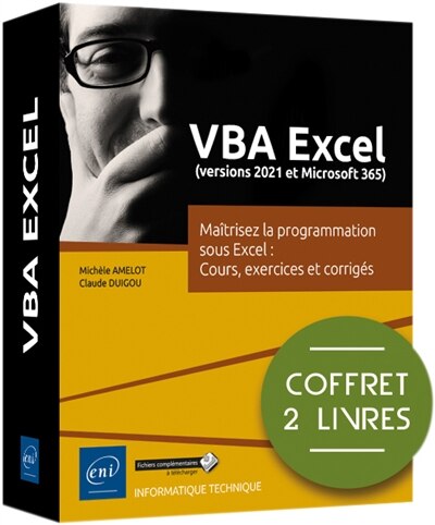 Front cover_VBA Excel (versions 2021 et Microsoft 365) : maîtrisez la programmation sous Excel : cours, exercices et corrigés : coffret de 2 livres