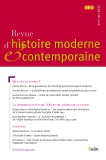 Front cover_Revue d'histoire moderne et contemporaine, n°69-2. Que fait la police ? ; La modernisation post-1945, entre idéologie et utopie