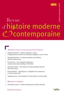 Front cover_Revue d'histoire moderne et contemporaine, n°69-4. Appartenances et engagements politiques