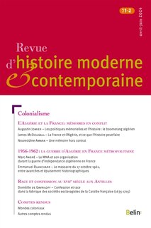 Couverture_Revue d'histoire moderne et contemporaine, n°71-2. Colonialisme