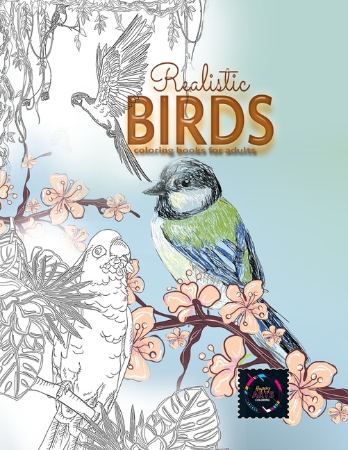 Front cover_Realistic Birds Coloring Books For Adults