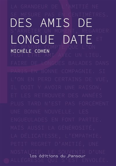 Front cover_Des amis de longue date