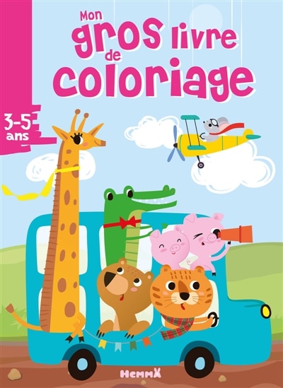 Couverture_Mon gros livre de coloriage (Autobus bleu et animaux)