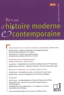 Front cover_Revue d'histoire moderne et contemporaine, n°54-3